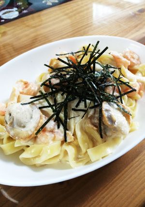 たっぷりシーフードの明太子クリームパスタ-レシピのメイン写真