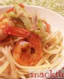エビとセロリで簡単、パスタサラダ
