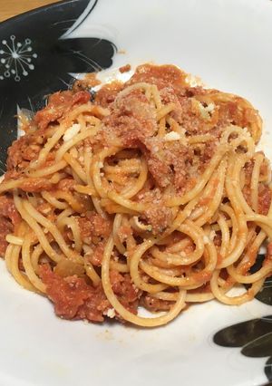 ツナとベーコンの簡単トマトスパゲティ-レシピのメイン写真