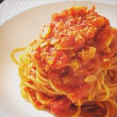 รูปของ 完コピ！トマトとにんにくのスパゲティ
