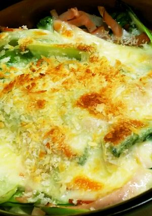チンゲン菜とハムのマヨチーズ焼き-レシピのメイン写真