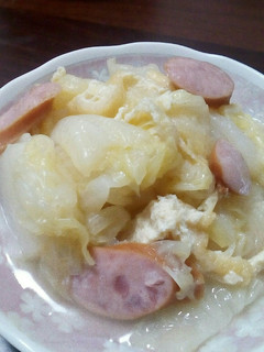 白菜とウインナーと油揚げの鶏がら煮込み-レシピのメイン写真