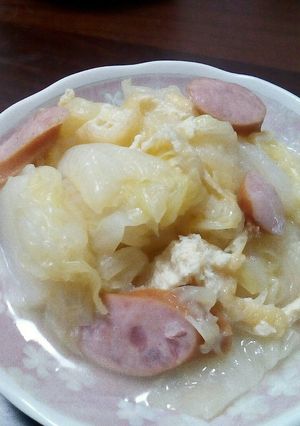 白菜とウインナーと油揚げの鶏がら煮込み-レシピのメイン写真