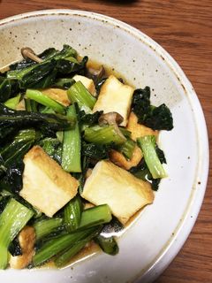母のレシピ:小松菜と厚揚げの炒め煮-レシピのメイン写真