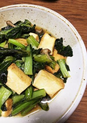 母のレシピ:小松菜と厚揚げの炒め煮-レシピのメイン写真