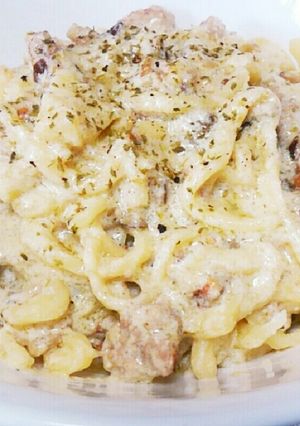 白いミートソースパスタ-レシピのメイン写真