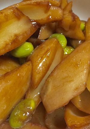 お酢でサッパリ！蓮根と枝豆のきんぴら-レシピのメイン写真