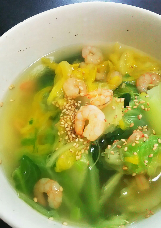 キャベツと白菜とエビで簡単スープ-レシピのメイン写真