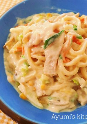 お味噌で和風☆カルボナーラ風うどん-レシピのメイン写真
