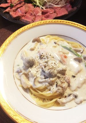 絶品！木の子とサーモンのクリームパスタ-レシピのメイン写真
