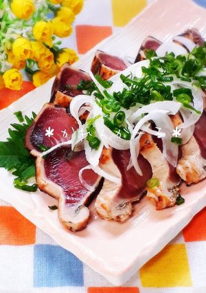 タレが美味しい♡我が家のかつおのたたき♡-レシピのメイン写真