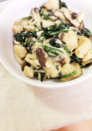 ささみ・きのこ・ほうれん草の味噌マヨ炒め-レシピのメイン写真