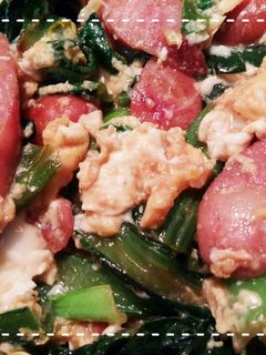 鶏がらで簡単!青梗菜とウインナーの卵炒め-レシピのメイン写真