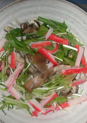 水菜＆カニカマ＆舞茸のサラダ-レシピのメイン写真