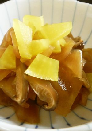 かんぴょう＆椎茸煮♪たくあんで彩り鮮やか-レシピのメイン写真