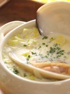 はまぐりと春野菜のミルクスープ-レシピのメイン写真