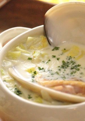 はまぐりと春野菜のミルクスープ-レシピのメイン写真