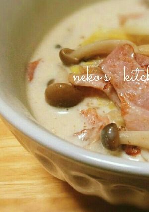 ヘルシー♪白菜とベーコンの豆乳スープ☆-レシピのメイン写真