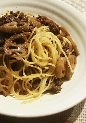 シャキシャキ。和風れんこんパスタ-レシピのメイン写真
