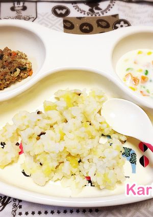 離乳食：お芋ごはん、ハンバーグ、シチュー-レシピのメイン写真