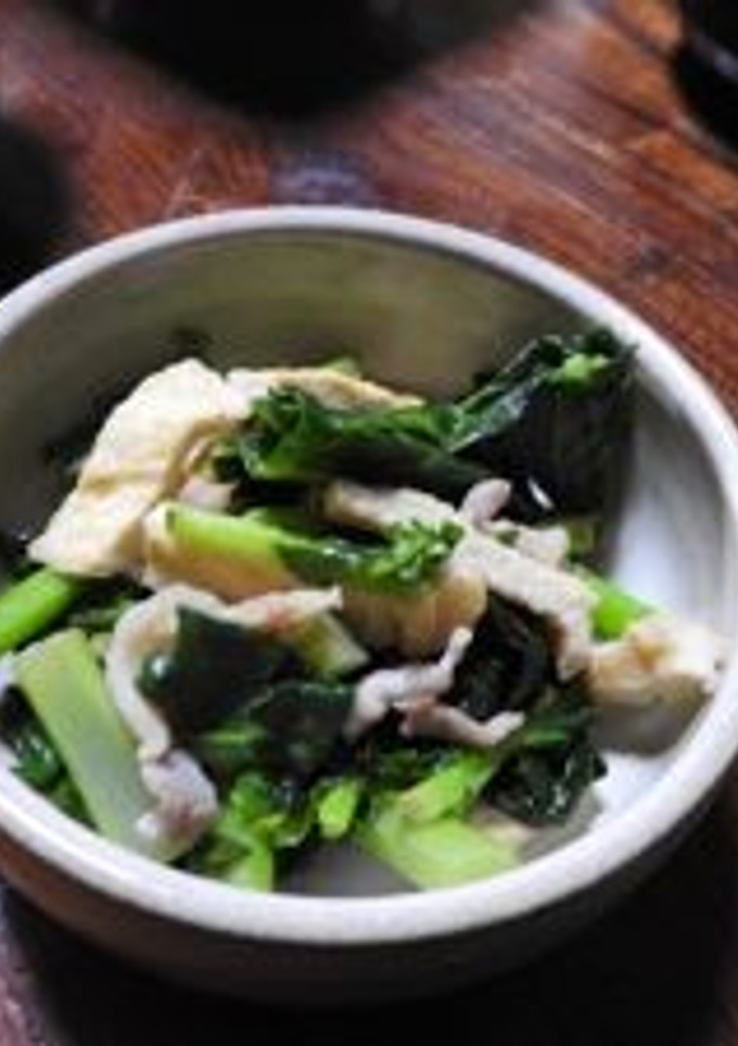 のらぼう菜と油揚げの炒め煮-レシピのメイン写真