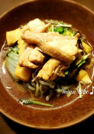 鶏肉と水菜、野菜の鴨鍋風♪-レシピのメイン写真