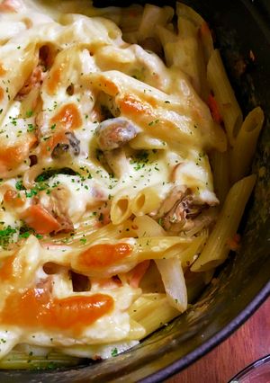 お鍋ひとつで！鮭とキノコのペンネグラタン-レシピのメイン写真