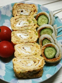 キュウリのちくわ巻きとネギ入り玉子焼き-レシピのメイン写真