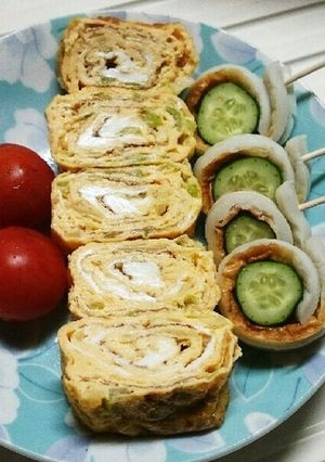 キュウリのちくわ巻きとネギ入り玉子焼き-レシピのメイン写真