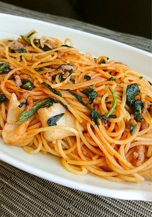 ほうれん草と舞茸のミートパスタ-レシピのメイン写真