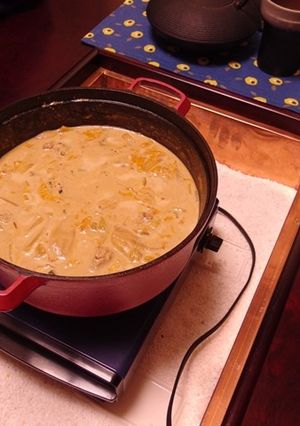 味噌鍋リメイク鶏団子チーズシチュー-レシピのメイン写真