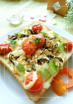 薫香ほのか✿トマト×玉葱の塩昆布トースト-レシピのメイン写真