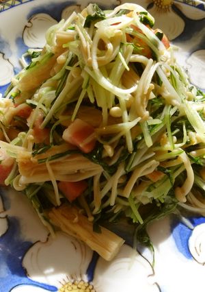 水菜とえのきとベーコンの柚胡椒炒め-レシピのメイン写真