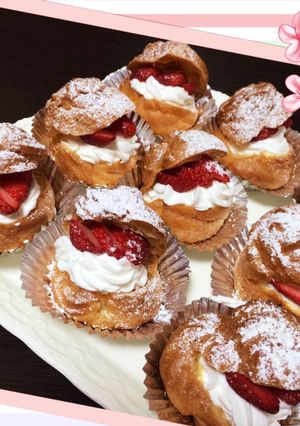 ふんわり♡苺シュークリーム-レシピのメイン写真