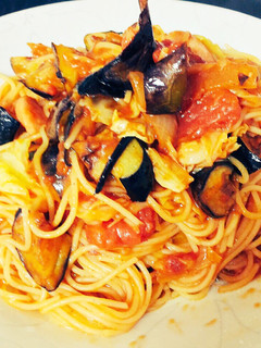 揚げ茄子のトマトパスタ-レシピのメイン写真