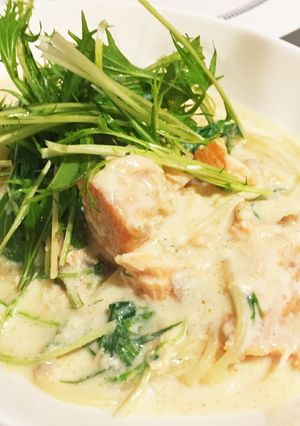 しゃけと水菜の豆乳パスタ-レシピのメイン写真