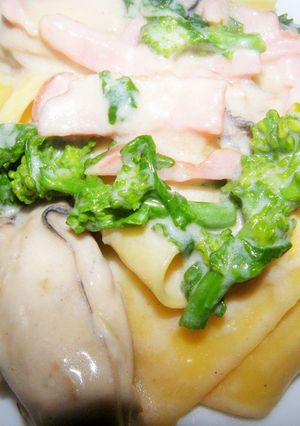 牡蠣とベーコン菜花のパッパルデッレ-レシピのメイン写真