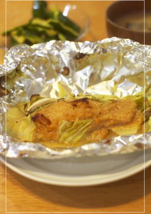 野菜が美味しい♡鮭の味噌バターホイル焼き-レシピのメイン写真
