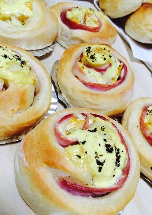 コーン&ベーコン♡巻き巻き惣菜パン-レシピのメイン写真
