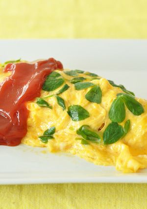 春色！ふわとろたまごと豆苗のオムライス-レシピのメイン写真
