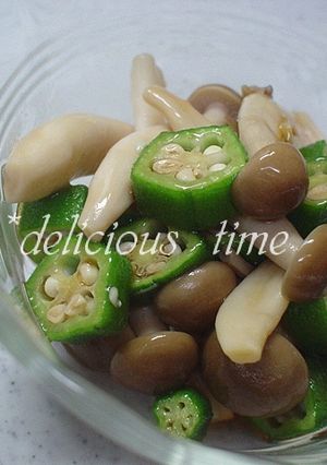 大葉にんにく醤油でシメジとオクラの和え物-レシピのメイン写真