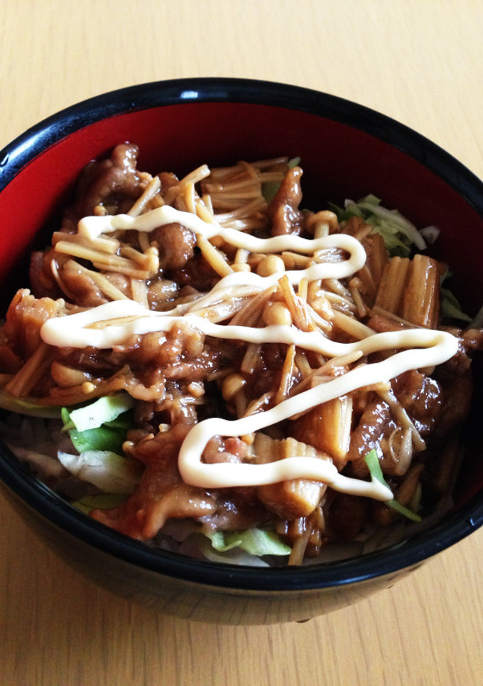 野菜たっぷり！豚とエノキの甘辛丼♪-レシピのメイン写真
