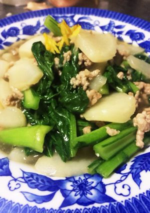 米油でカブと挽き肉の餡掛け-レシピのメイン写真