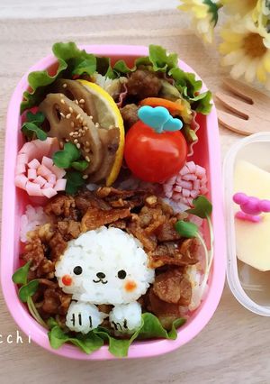 焼肉弁当でライオンちゃんのキャラ弁-レシピのメイン写真