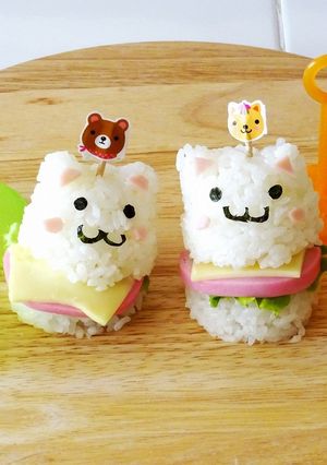 【立体ミニライスバーガー】白くま＆ねこ-レシピのメイン写真