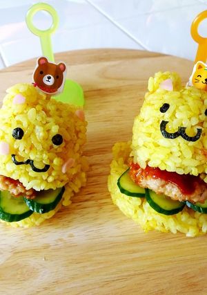 【立体ミニライスバーガー】黄くま&ねこ-レシピのメイン写真