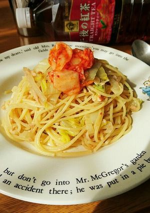 お昼にささっと、ツナと野菜の和風パスタ-レシピのメイン写真