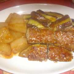 รูปของ ナスの簡単肉詰め