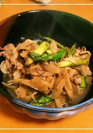 アスパラがアクセント★豚こまのすき焼き風-レシピのメイン写真