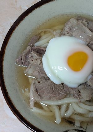 簡単★昼食！牛肉うどん温玉乗せ-レシピのメイン写真